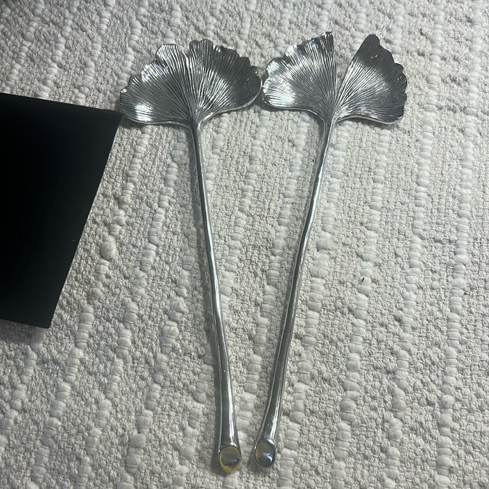 Vintage Michael Aram Ginkgo Salad Servers 5ʺW × 0.25ʺD × 14ʺH